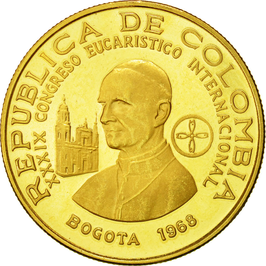 Coin, Colombia, 200 Pesos, 1968, MS(63), Gold, KM:232