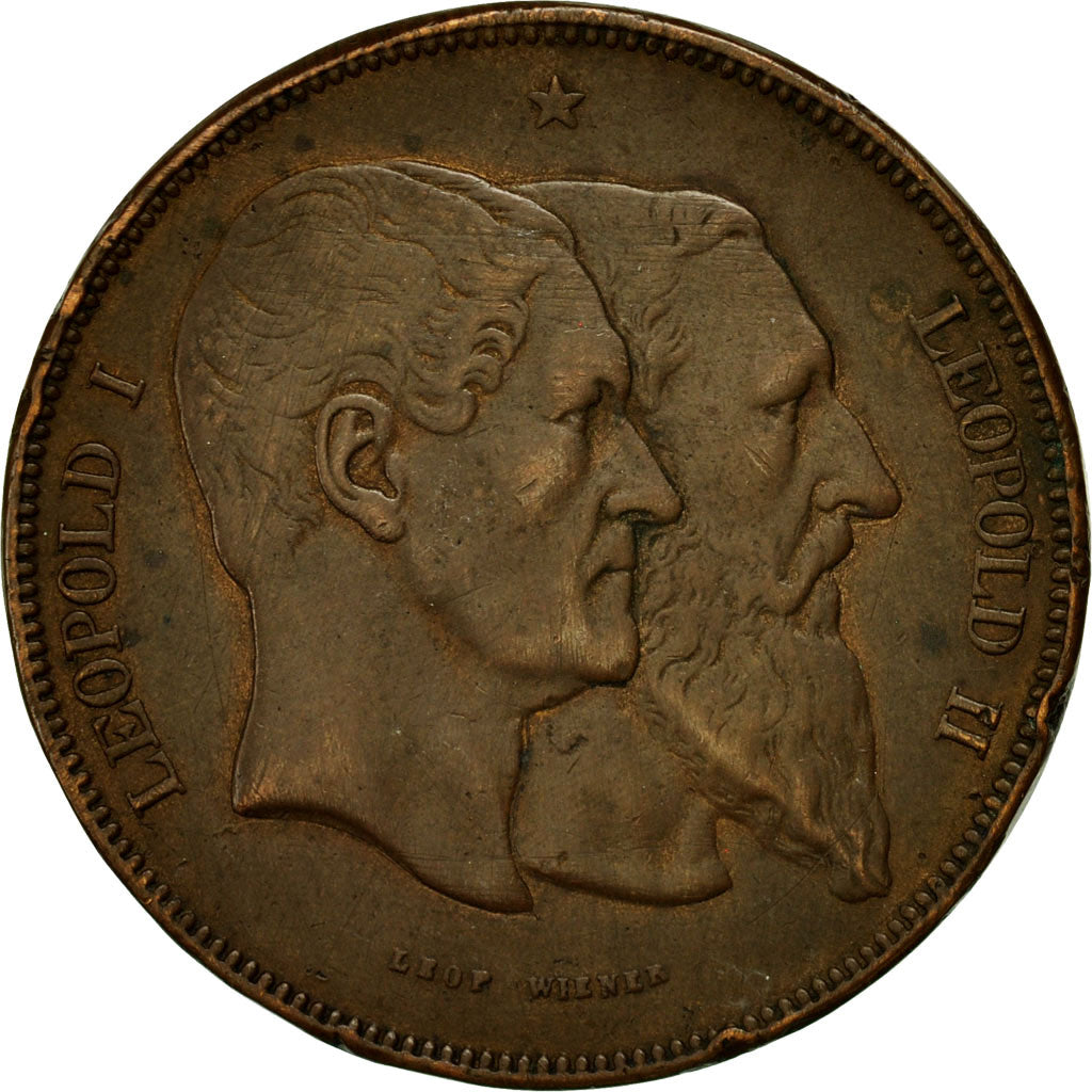 Coin, Belgium, 5 Francs, 1880, VF(30-35), Copper, KM:8a