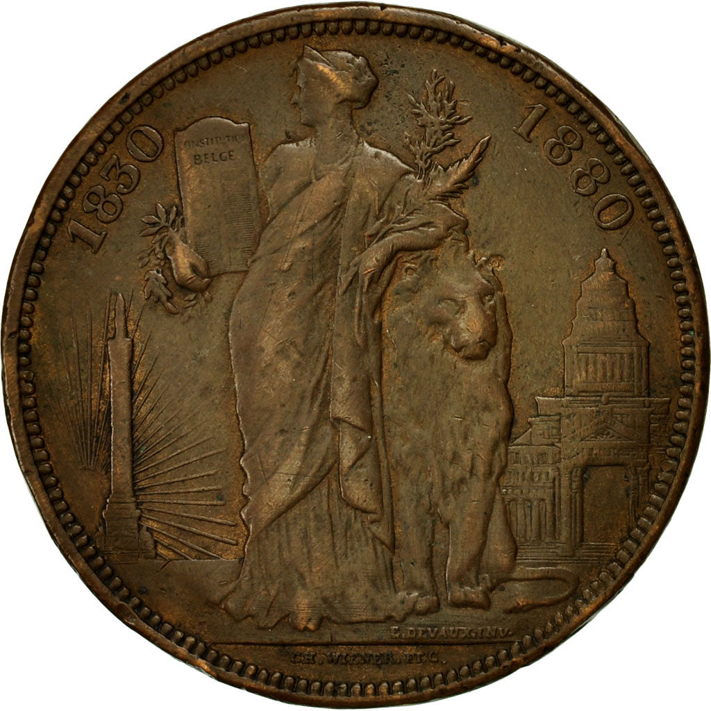 Coin, Belgium, 5 Francs, 1880, VF(30-35), Copper, KM:8a