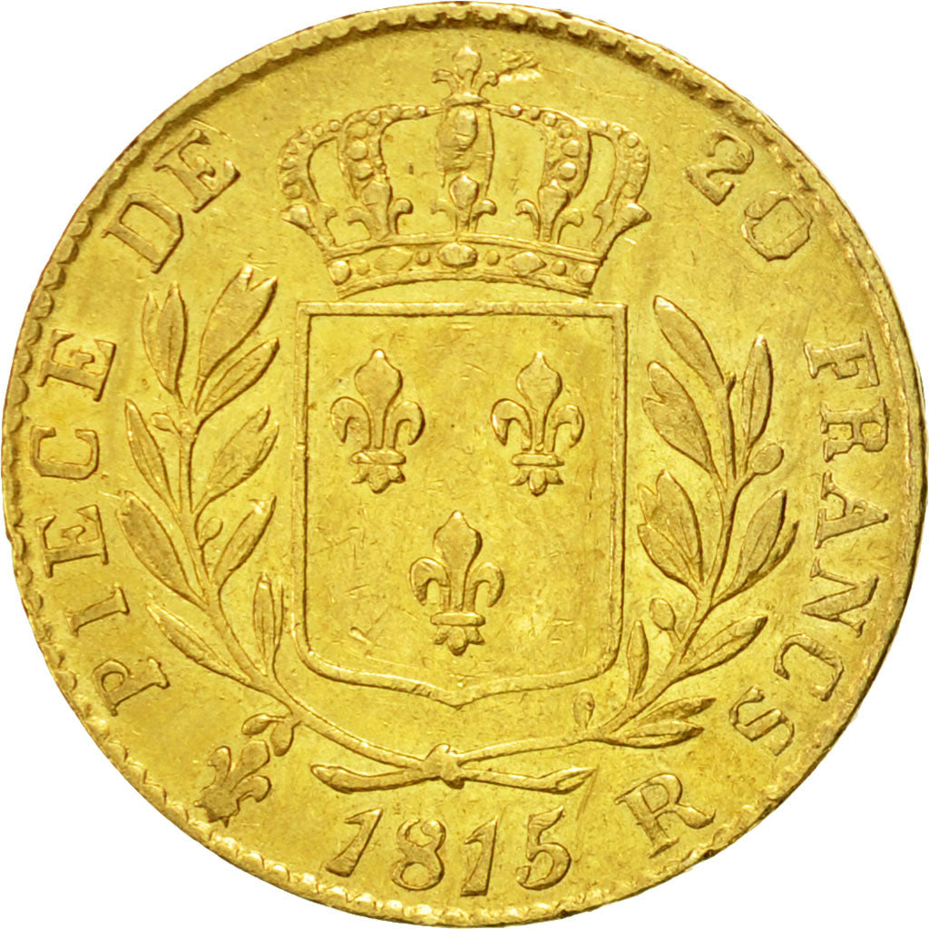 Moneta, Francia, Louis XVIII, 20 Francs, 1815, London, BB, Oro, KM:1