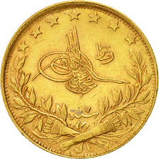 Coin, Turkey, Muhammad V, 100 Kurush, 1915, Qustantiniyah, EF(40-45), Gold