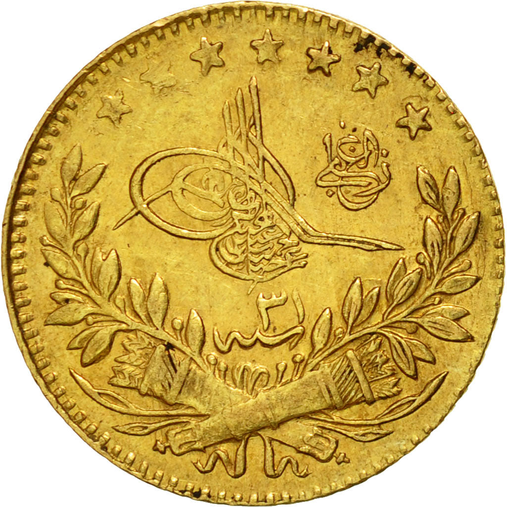 Coin, Turkey, Abdul Hamid II, 25 Kurush, 1905, Qustantiniyah, EF(40-45), Gold