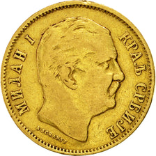 Munten, Servië, Milan I, 10 Dinara, 1882, ZF, Goud, KM:16
