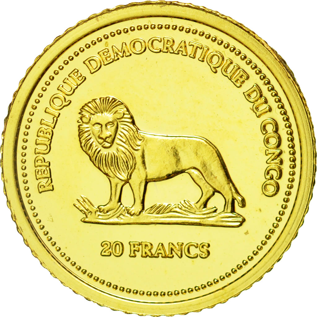 Coin, CONGO, DEMOCRATIC REPUBLIC, 20 Francs, 2005, MS(65-70), Gold, KM:173
