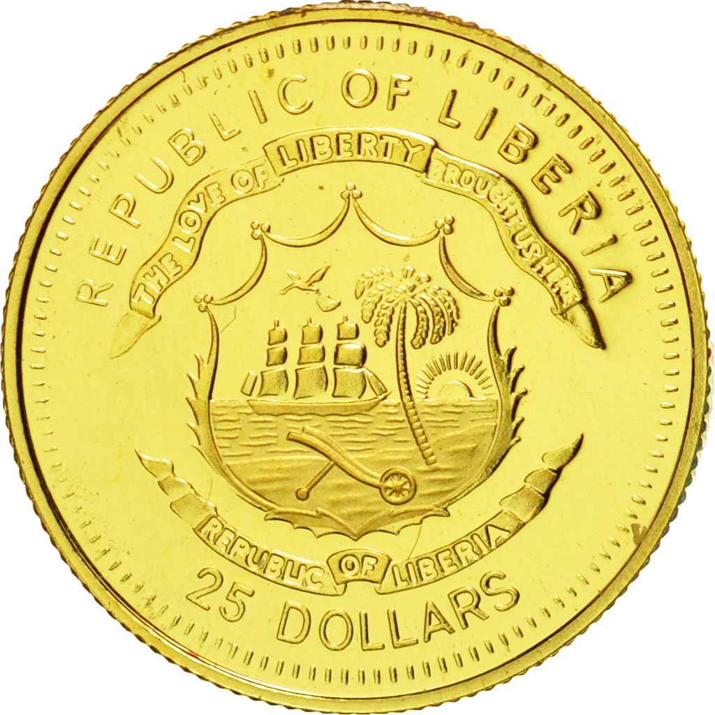 Coin, Liberia, Moric Benovsky, 25 Dollars, 2005, MS(65-70), Gold