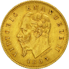 Coin, Italy, Vittorio Emanuele II, 5 Lire, 1863, Torino, AU(50-53), Gold, KM:17