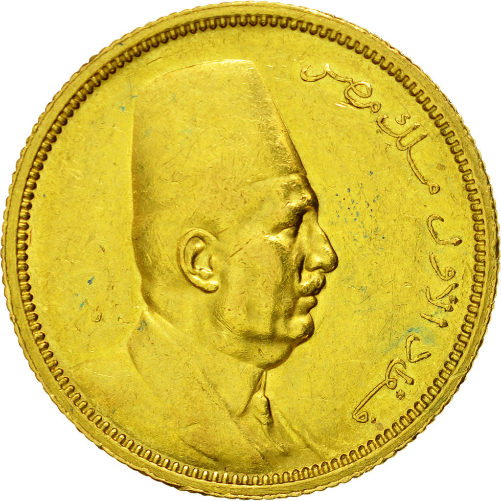 Coin, Egypt, Fuad I, 100 Piastres, 1922, British Royal Mint, AU(50-53), Gold