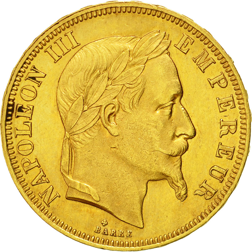 Moneda, Francia, Napoleon III, 50 Francs, 1866, Strasbourg, KM:804.2