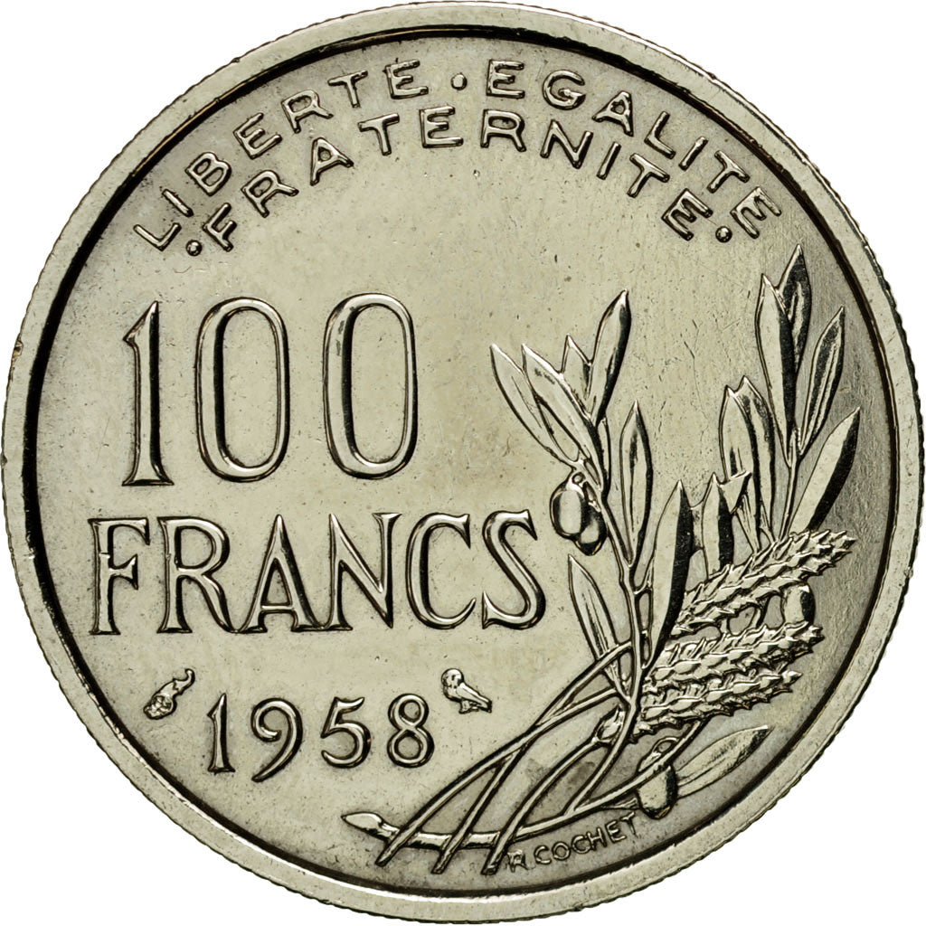 Monnaie, France, Cochet, 100 Francs, 1958, Paris, Chouette, TTB, Copper-nickel
