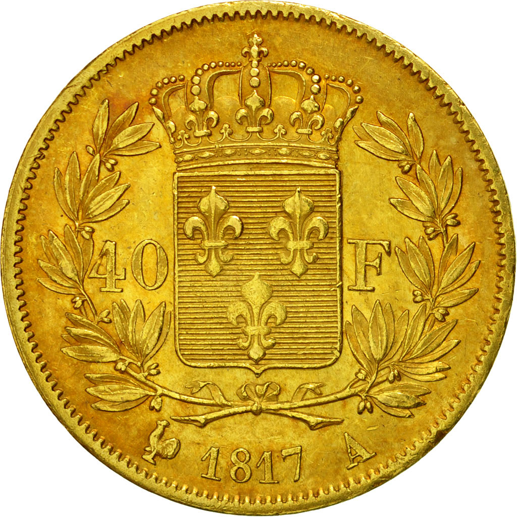 Moneta, Francia, Louis XVIII, Louis XVIII, 40 Francs, 1817, Paris, PCGS, MS62