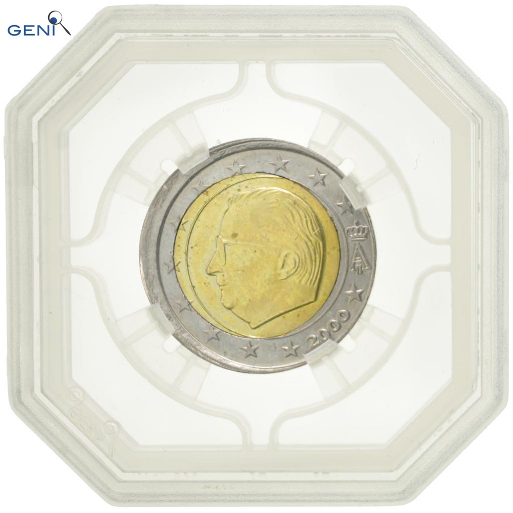 Belgique, 2 Euro, 2000, Fautée - Frappe décentrée, Gradée, GENI, NC99