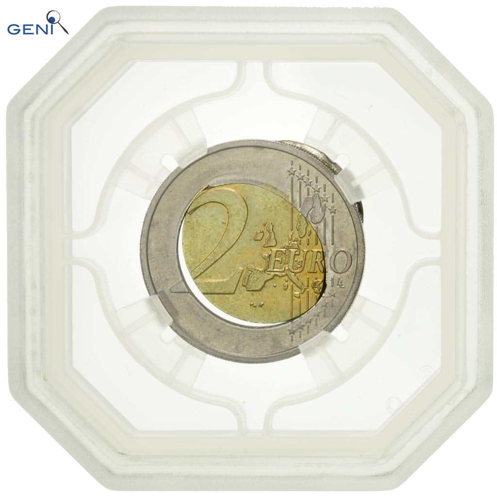 Germania, 2 Euro, Fautée - Coeur déformé, GENI, MS63, Bi-metallico, graded