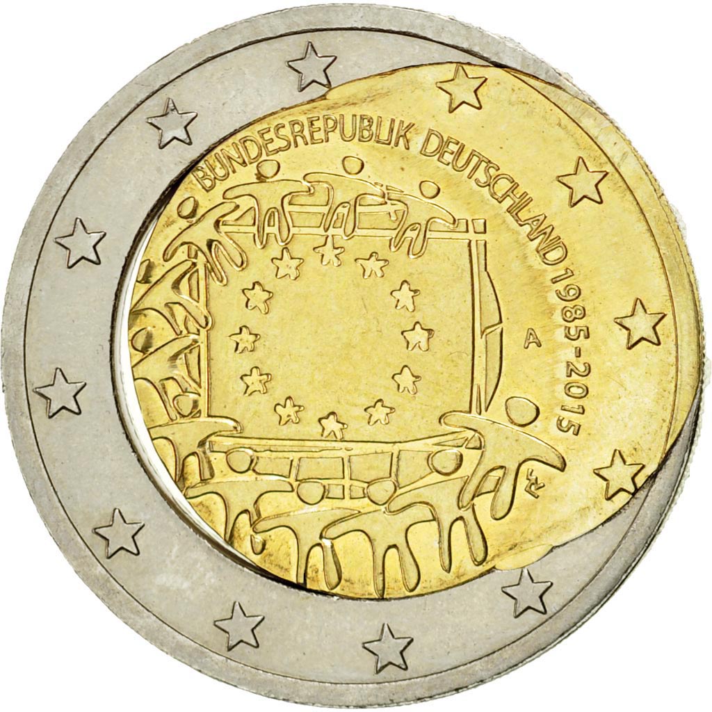 Germany, 2 Euro, 2015, Fautée - Coeur déformé, MS(63), Bi-Metallic