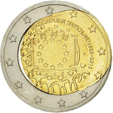 Germania, 2 Euro, 2015, Fautée - Coeur déformé, SPL, Bi-metallico