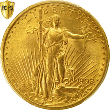 Coin, United States, Saint-Gaudens, $20, 1908, No Motto, PCGS MS64