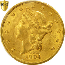Coin, United States, Liberty Head, $20, 1904, PCGS MS62