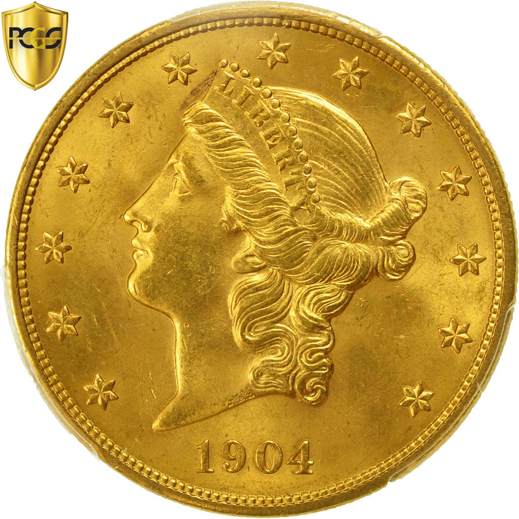 Coin, United States, Liberty Head, $20, 1904, PCGS MS65