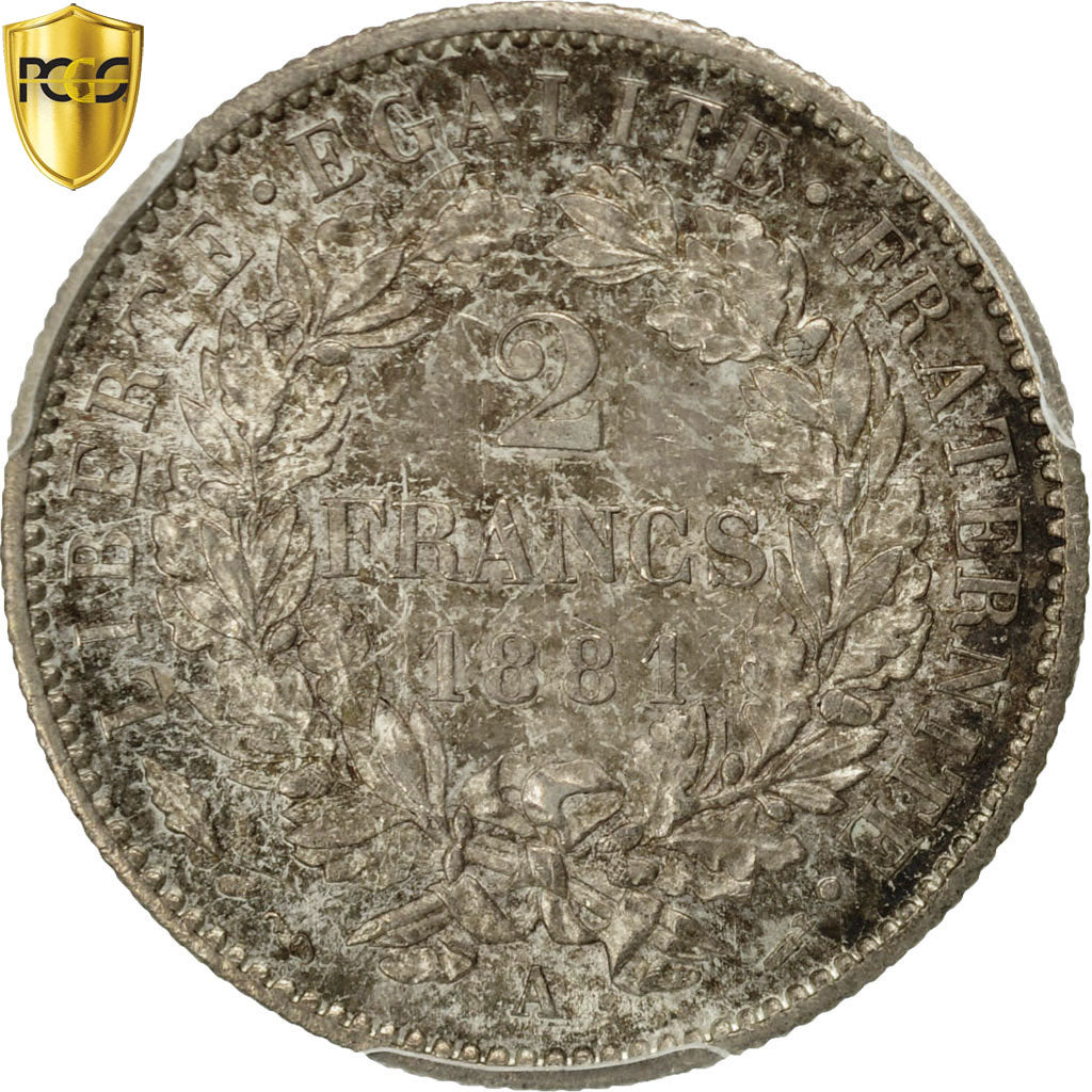 Coin, France, Cérès, 2 Francs, 1881, Paris, PCGS, MS64, Silver, KM:817.1