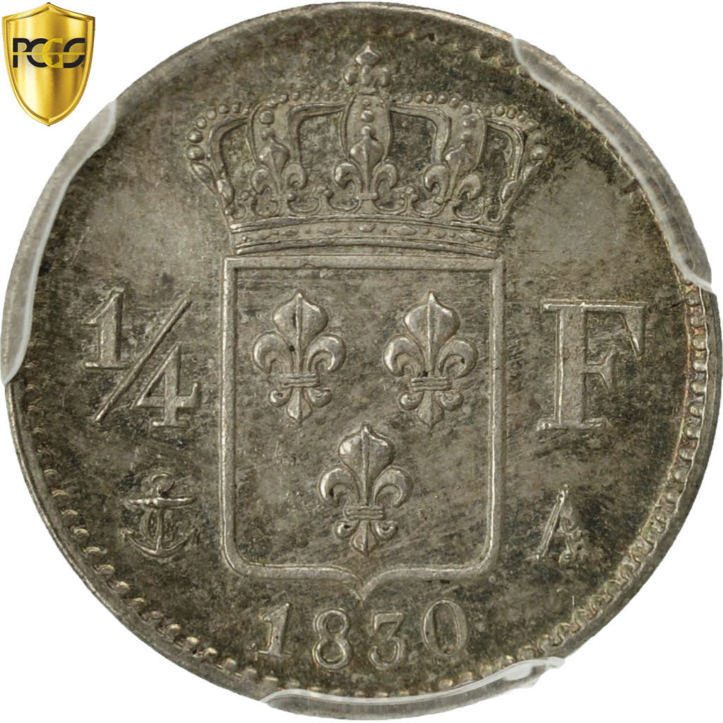 Coin, France, Charles X, 1/4 Franc, 1830, Paris, PCGS, MS65, Silver, KM:722.1