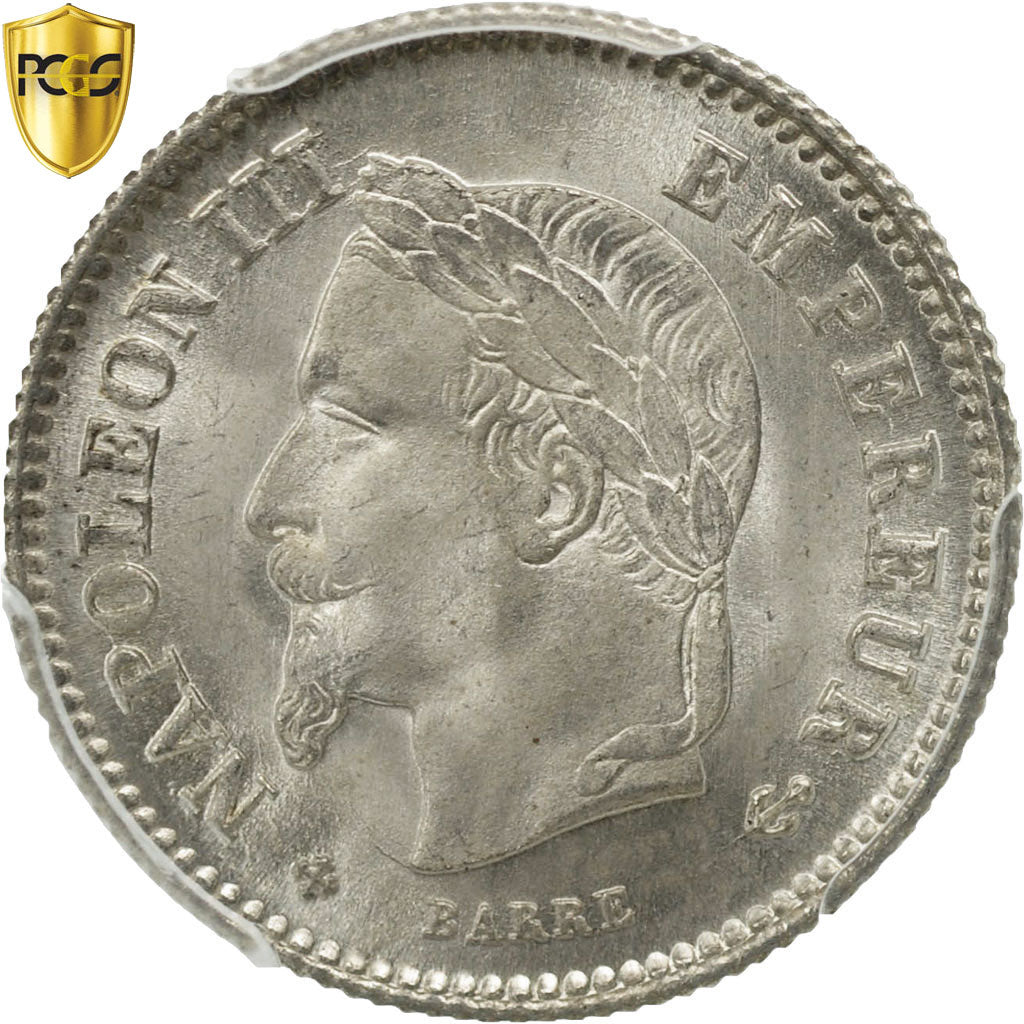 Coin, France, Napoleon III, 20 Centimes, 1867, Strasbourg, PCGS MS67