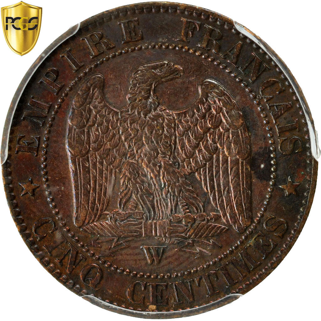 Coin, France, Napoleon III, 5 Centimes, 1857, Lille, PCGS, AU Details