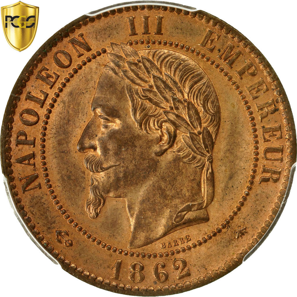 Coin, France, Napoleon III, 10 Centimes, 1862, Paris, PCGS MS64RB