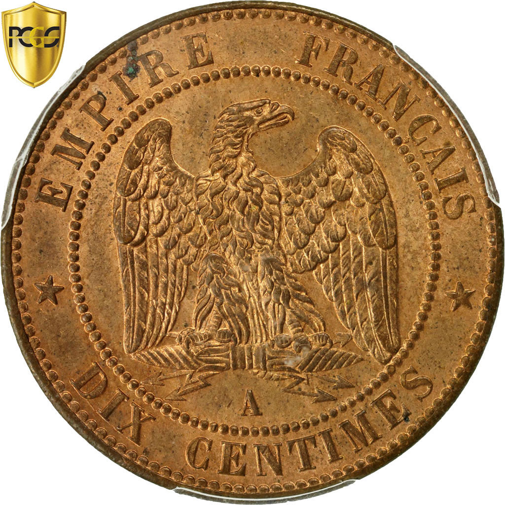 Coin, France, Napoleon III, 10 Centimes, 1862, Paris, PCGS MS64RB