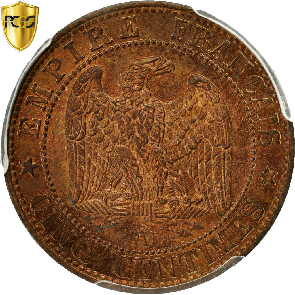 Moneta, Francja, Napoleon III, Napoléon III, 5 Centimes, 1853, Paris, PCGS