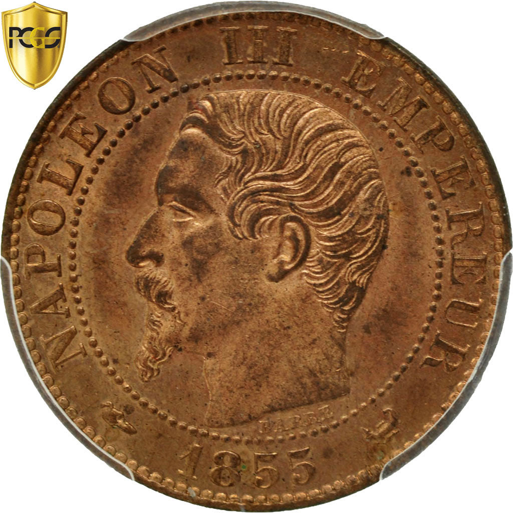 Coin, France, Napoleon III, 5 Centimes, 1855, Lille, PCGS MS64RD