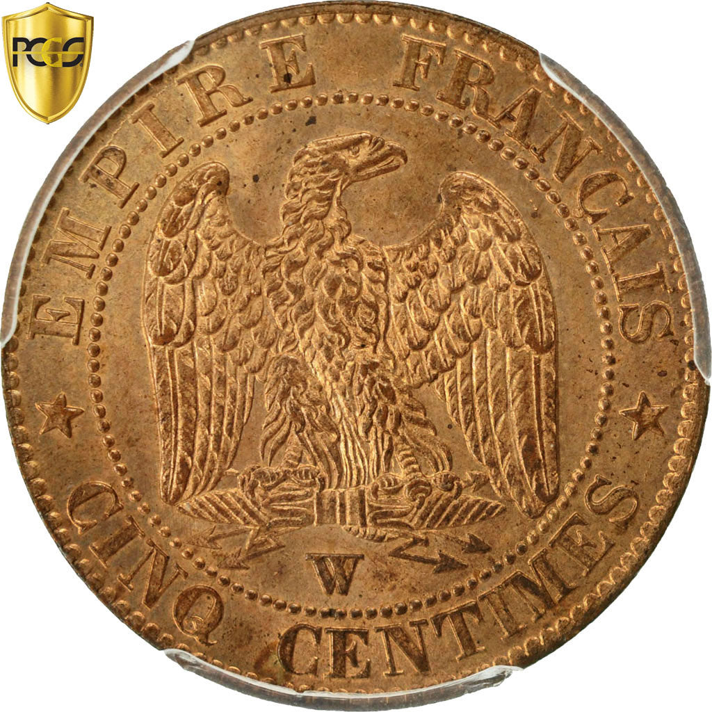 Coin, France, Napoleon III, 5 Centimes, 1855, Lille, PCGS MS64RD