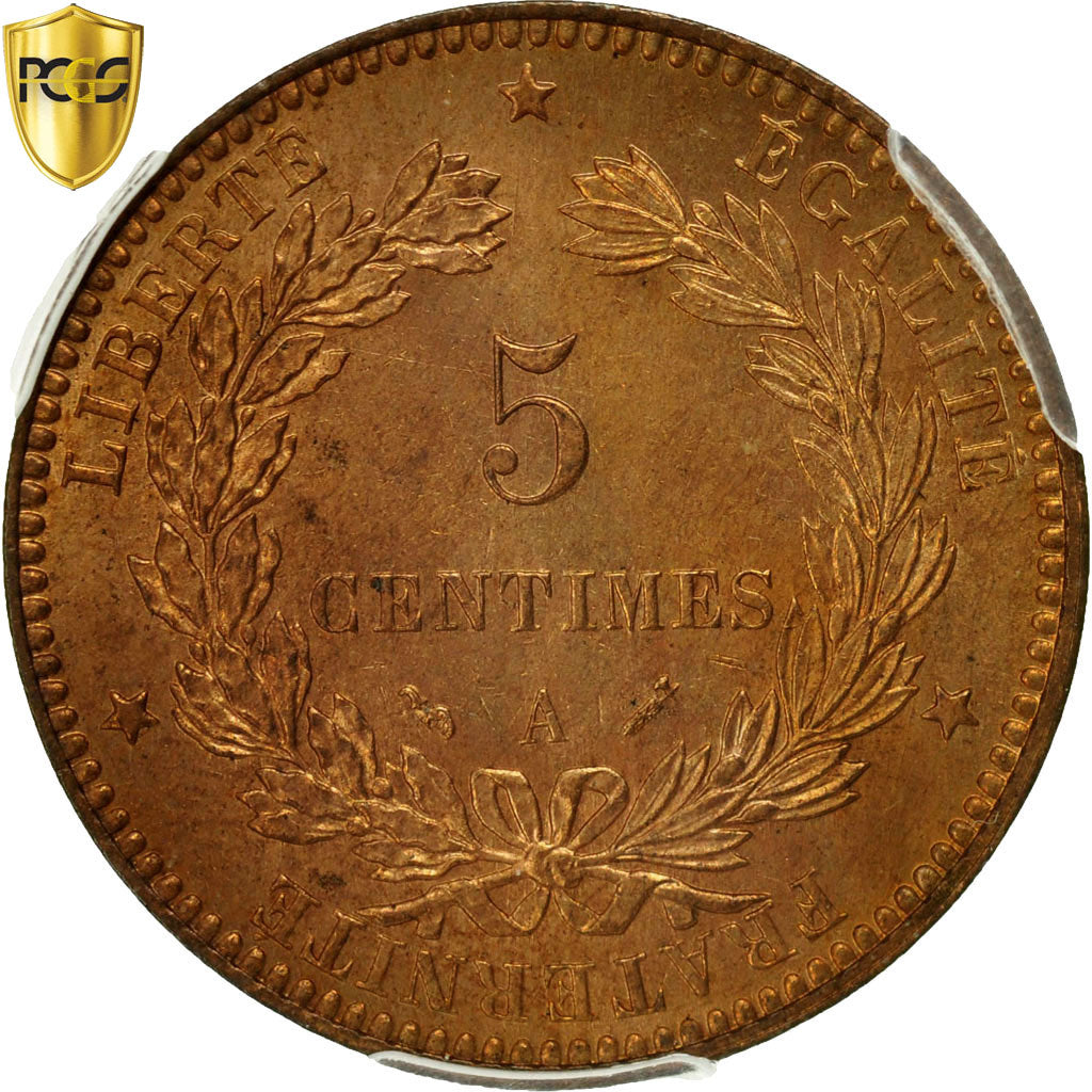 Coin, France, Cérès, 5 Centimes, 1896, Paris, PCGS, MS64RD, Bronze, KM:821.1