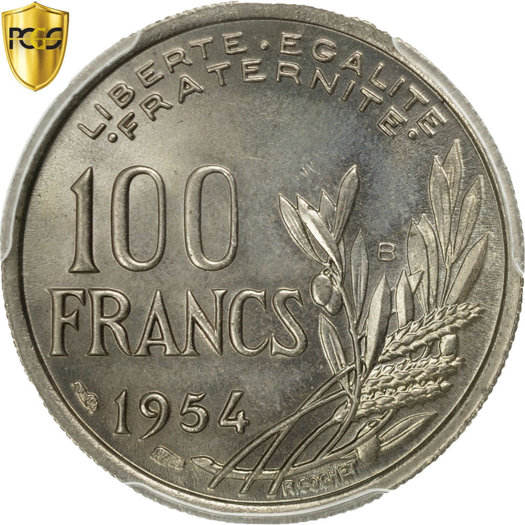 Coin, France, Cochet, 100 Francs, 1954, Beaumont - Le Roger, PCGS, MS66