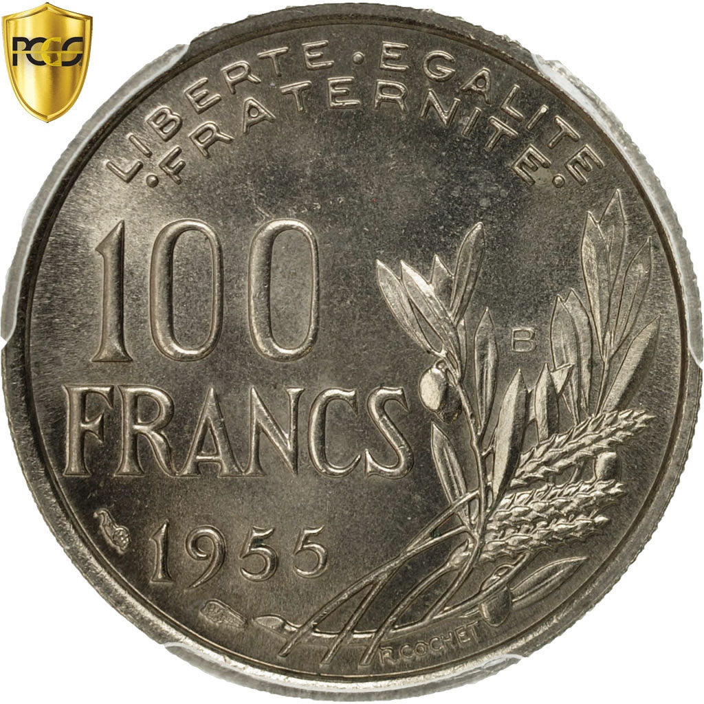 Coin, France, Cochet, 100 Francs, 1955, Beaumont - Le Roger, PCGS, MS65