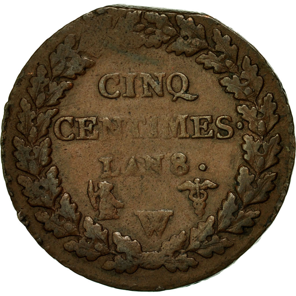 Coin, France, Dupré, 5 Centimes, AN 8, Lille, EF(40-45), Bronze, KM:640.11