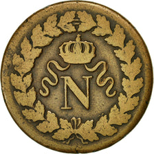 Munten, Frankrijk, Napoléon I, Decime, 1814, Strasbourg, FR+, Bronze, KM:700