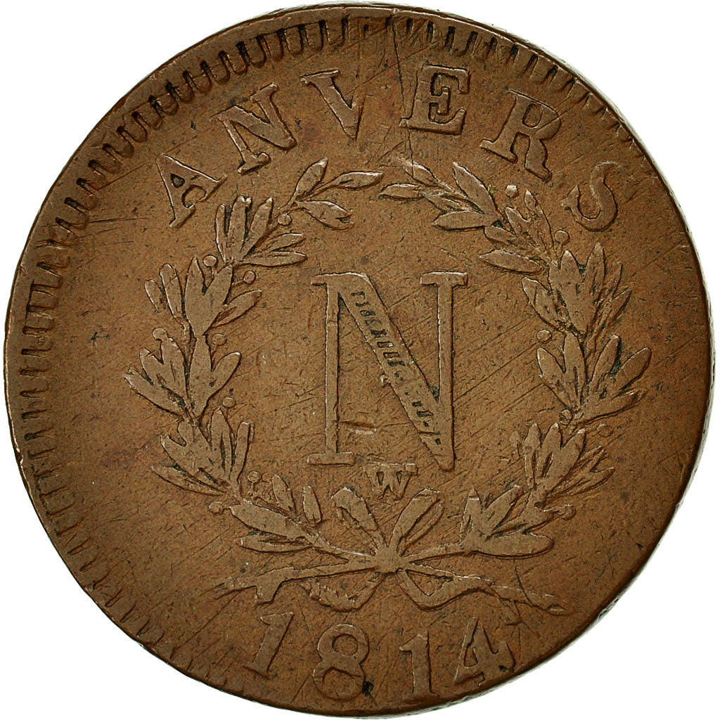 Coin, FRENCH STATES, ANTWERP, 10 Centimes, 1814, Anvers, VF(30-35), Bronze