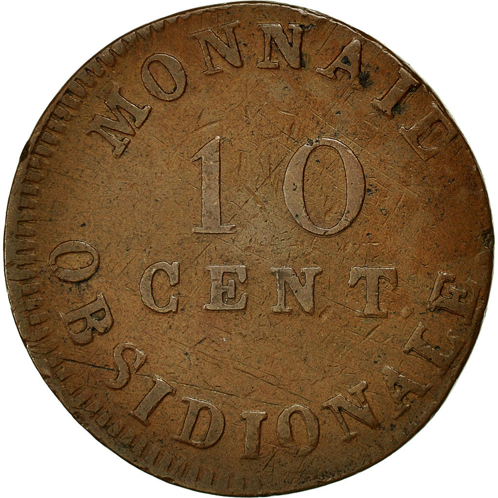 Coin, FRENCH STATES, ANTWERP, 10 Centimes, 1814, Anvers, VF(30-35), Bronze