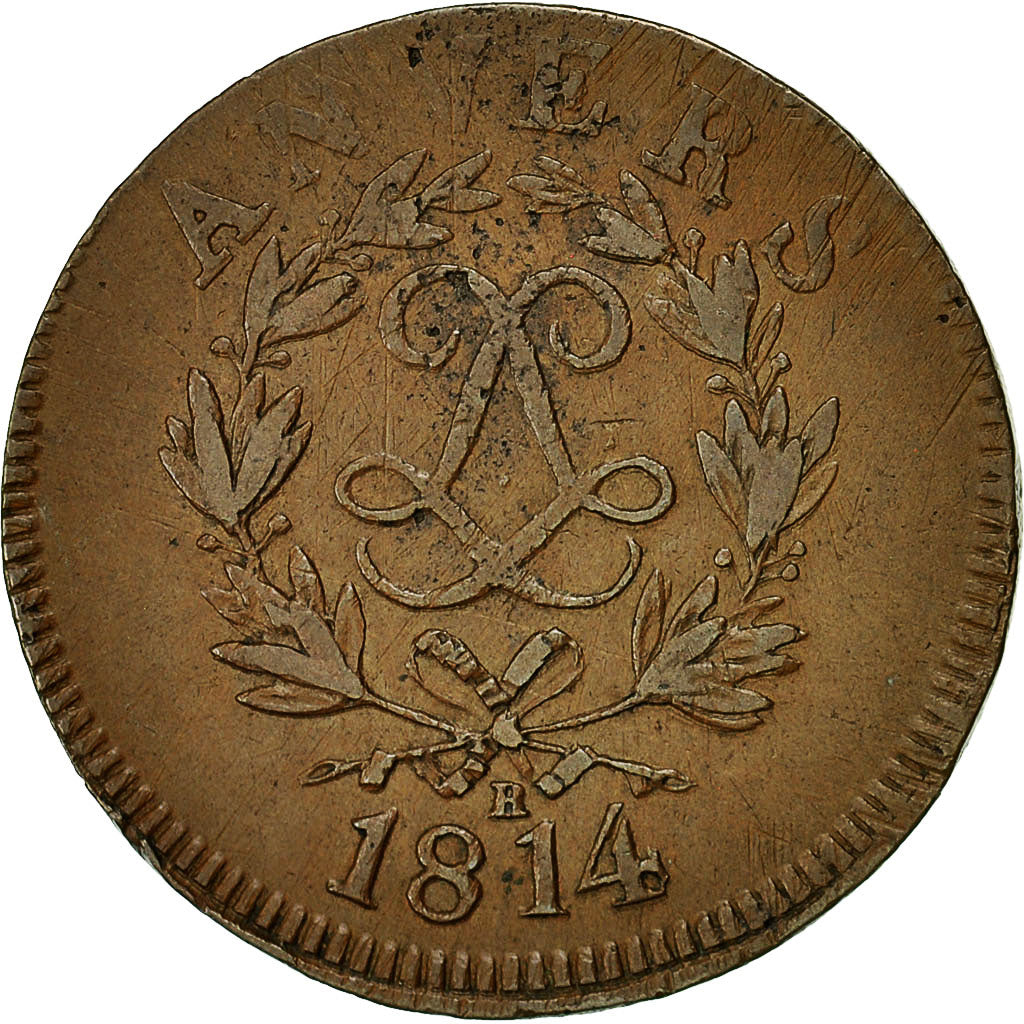 Coin, FRENCH STATES, ANTWERP, 10 Centimes, 1814, Anvers, VF(20-25), Bronze