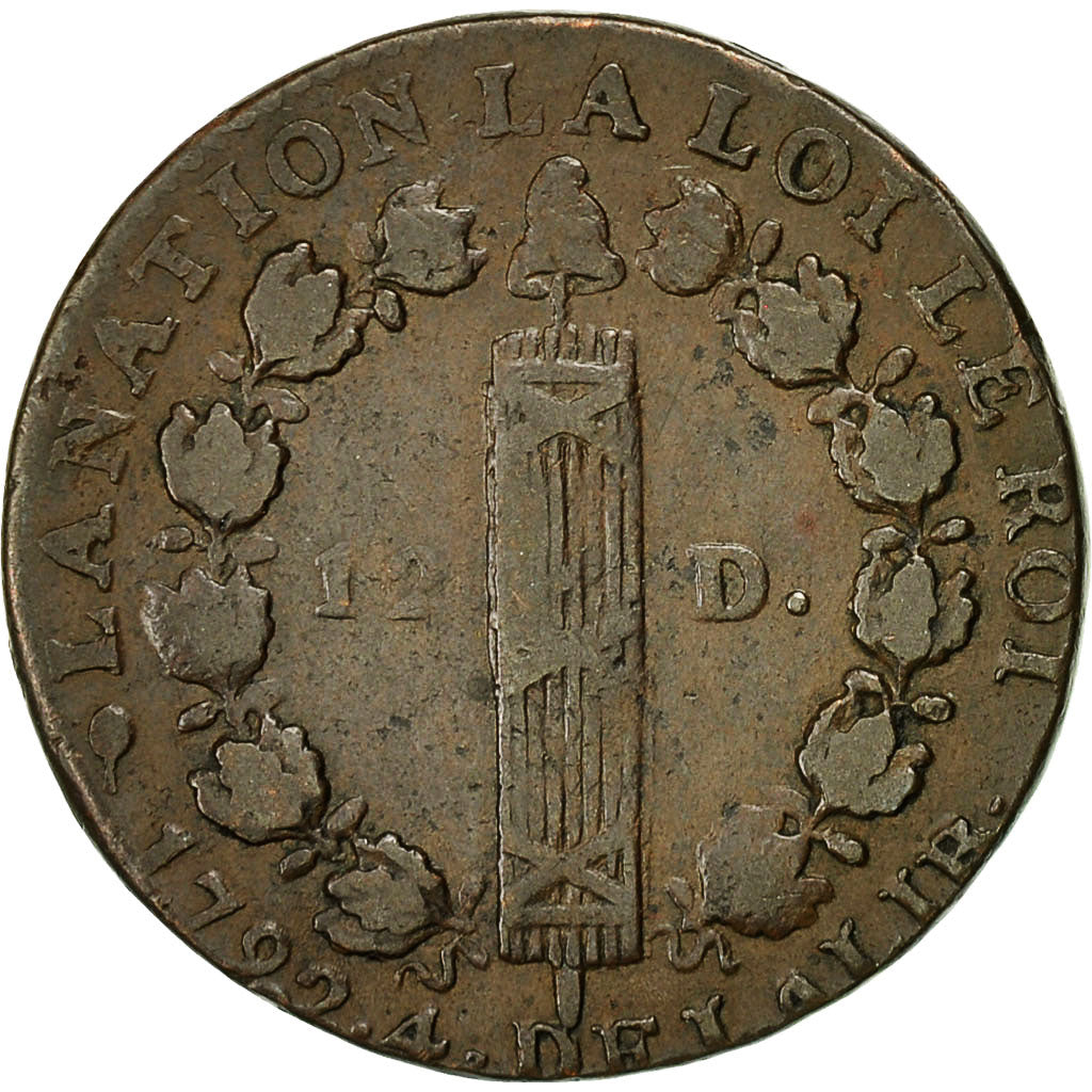 Coin, France, Louis XVI, 12 deniers françois, 12 Deniers, 1792, Bordeaux