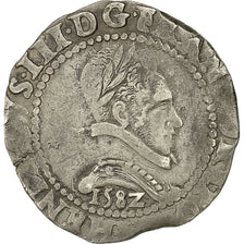 Munten, Frankrijk, Henri III, Franc au Col Plat, 1582, Bayonne, FR+, Zilver
