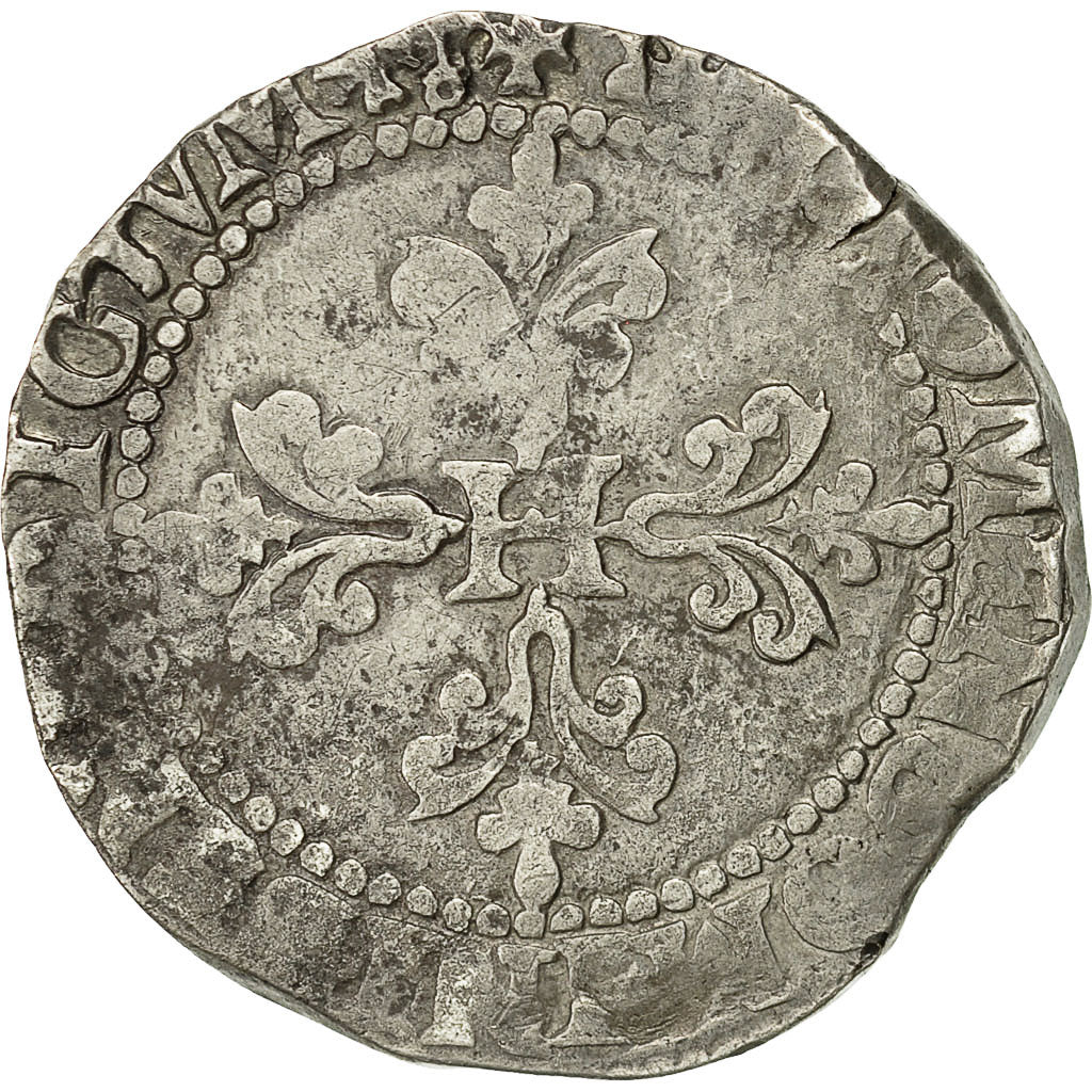 Munten, Frankrijk, Henri III, Franc au Col Plat, 1582, Bayonne, FR+, Zilver