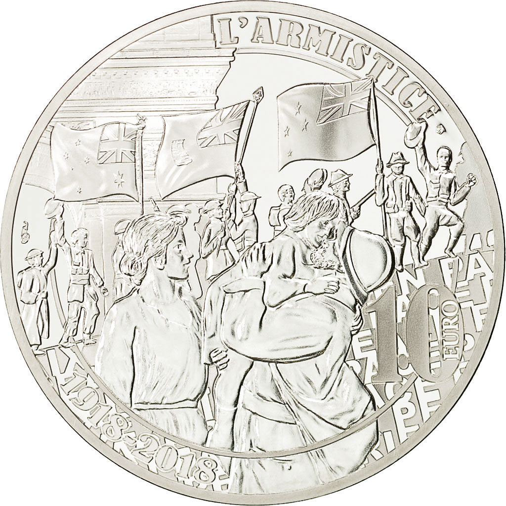 France, Monnaie de Paris, 10 Euro, Liesse Populaire - Armistice, 2018, Silver