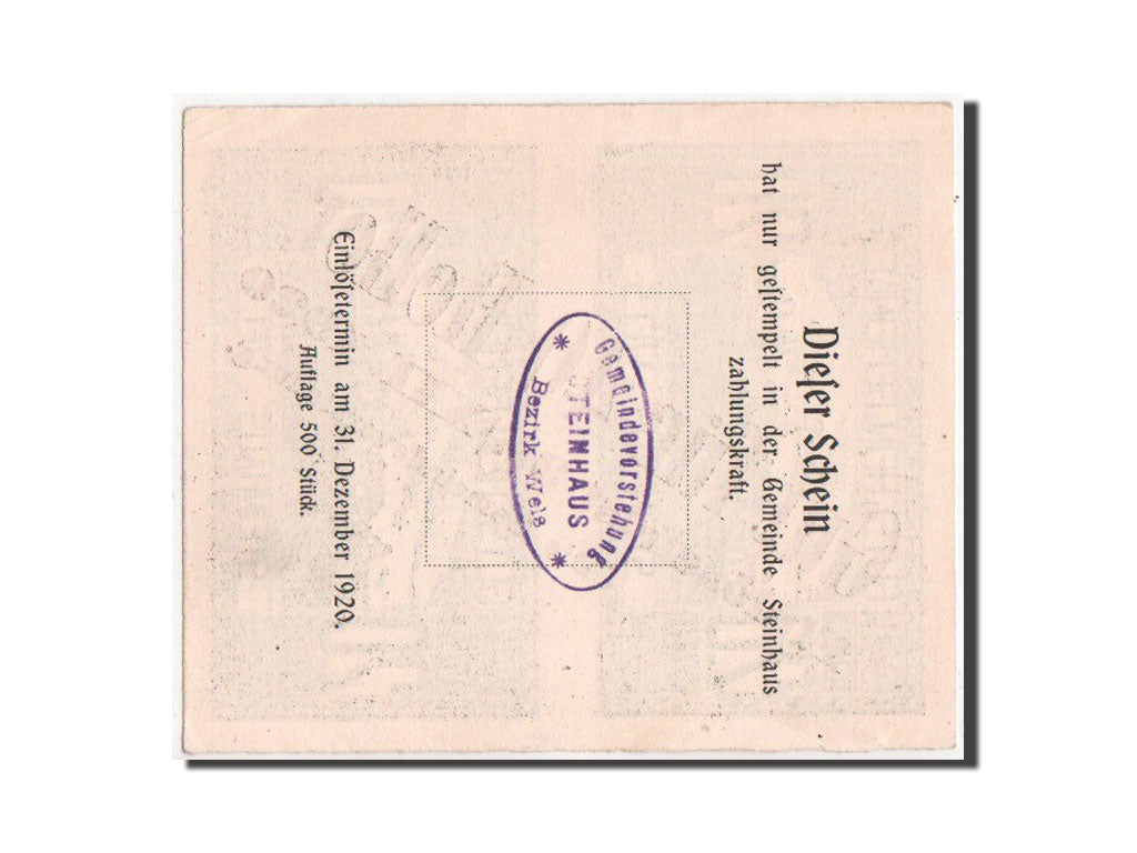 Banknote, Austria, Steinhaus, 40 Heller, Steinhaus, 31.12.1920, AU(55-58)