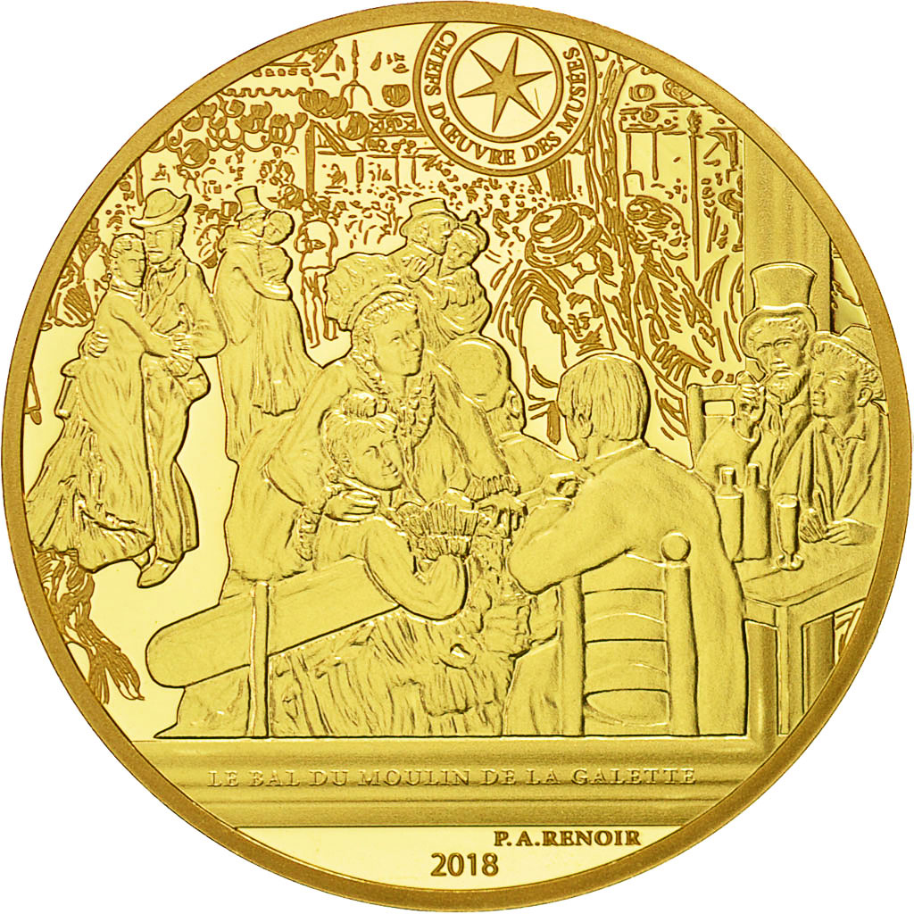 France, Monnaie de Paris, 50 Euro, Bal du Moulin de la Galette, 2018, Or