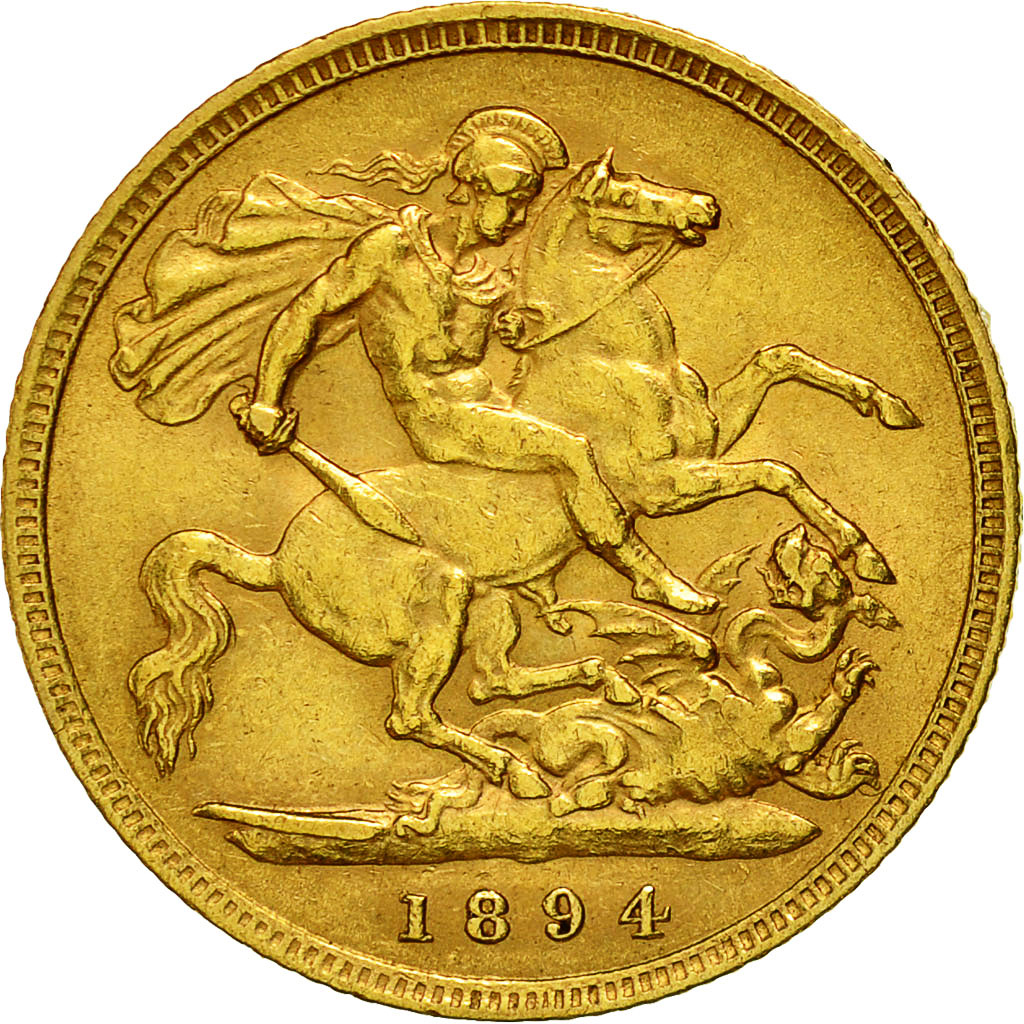 Coin, Great Britain, Victoria, 1/2 Sovereign, 1894, EF(40-45), Gold, KM:784