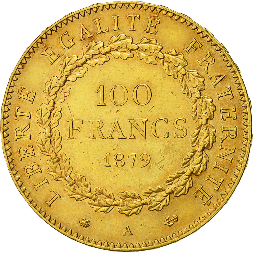 Munten, Frankrijk, Génie, 100 Francs, 1879, Paris, ZF, Goud, KM:832