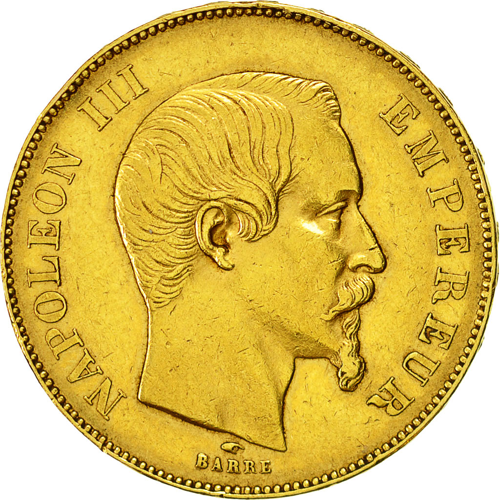 Coin, France, Napoleon III, 50 Francs, 1855, Paris, EF(40-45), Gold, KM:785.1