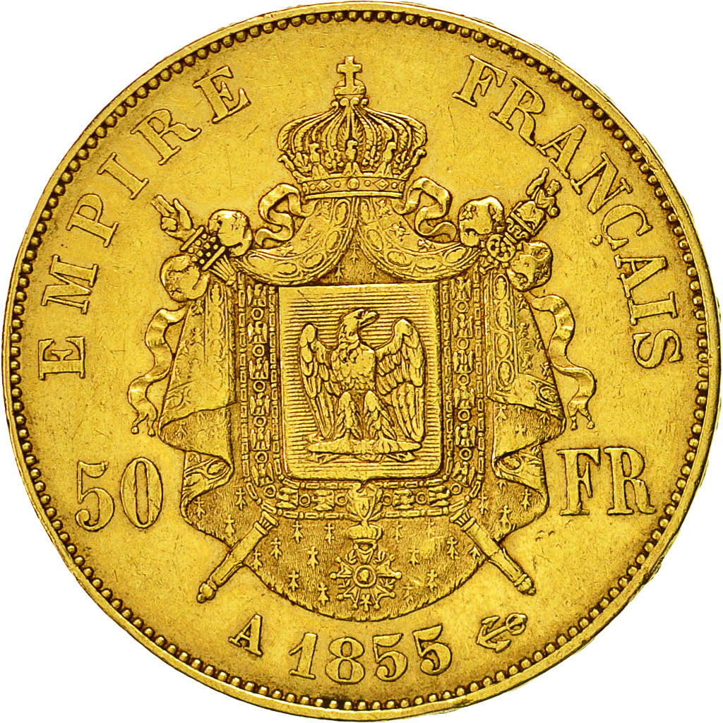 Coin, France, Napoleon III, 50 Francs, 1855, Paris, EF(40-45), Gold, KM:785.1
