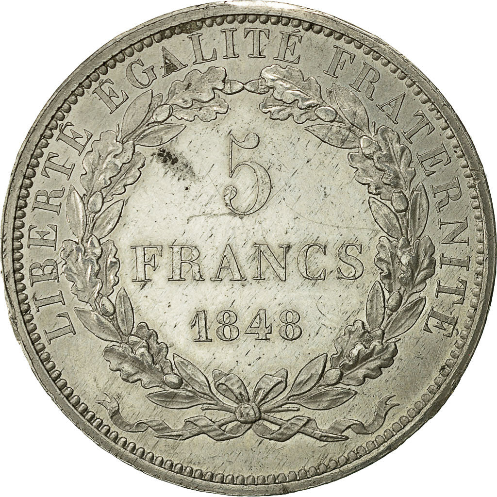 Moneta, Francia, Concours de Domard, 5 Francs, 1848, ESSAI, BB+, Stagno