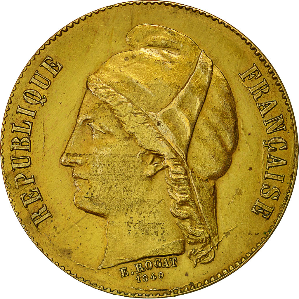 Moneta, Francia, Hors Concours de Rogat, 5 Francs, 1848, ESSAI, BB+, Ottone